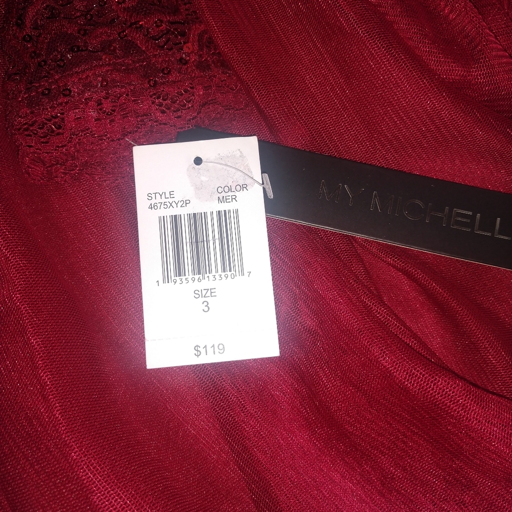 My Michelle Juniors Long Sleeve Merlot Dress - Picture 6 of 6